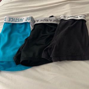 Lot of 3 Girls Justice sports shorts. Size 10